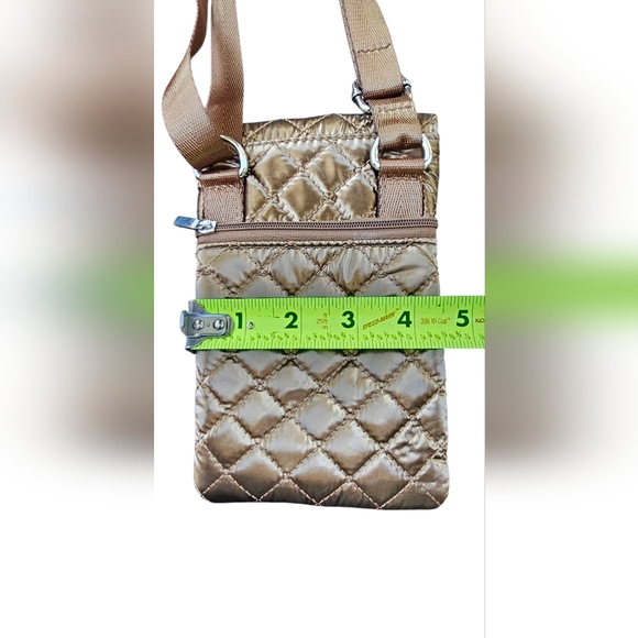 Chico's - Small Metallic Bronze Quilted Crossbody w/ 3 Pockets Adjustable Strap - Picture 5 of 6